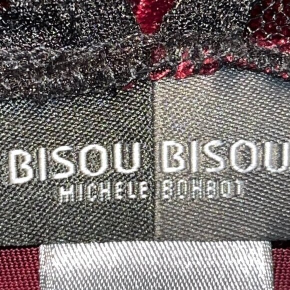 BISOU BISOU Burgundy Stretch Velvet & Black Lace Bustier Corset Style Top EUC- 8 - Picture 11 of 12